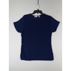 Erika Taylor Intimates Pajama Top Womens Large Blue Nylon Spandex Short Sleeve
